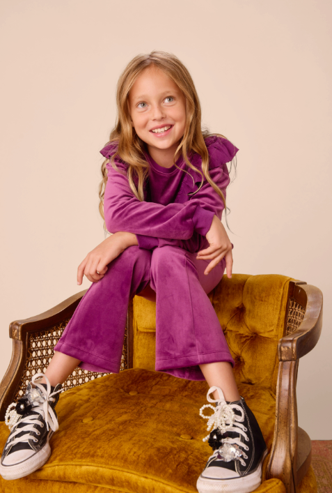 Velour Ruffle Tunic Top