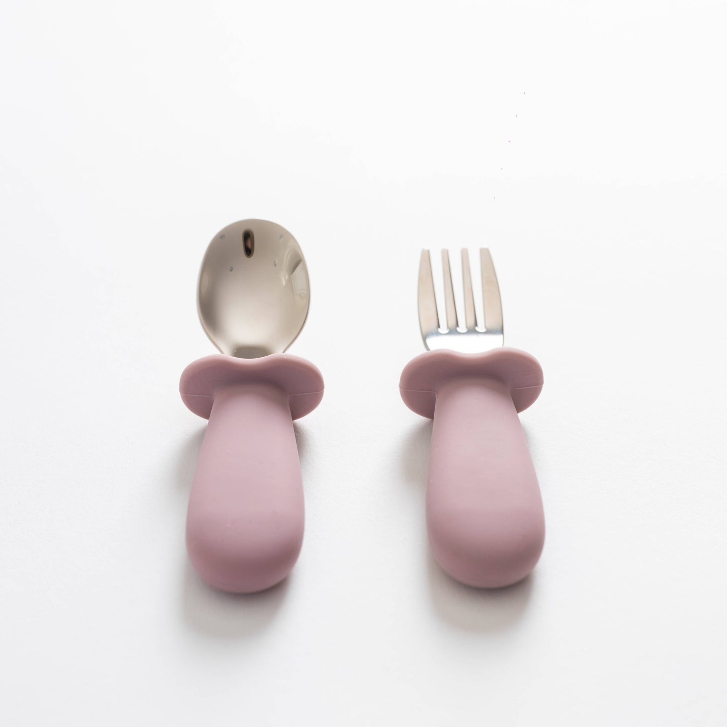 Pale Mauve Silicone & Stainless Steel Toddler Cutlery Set