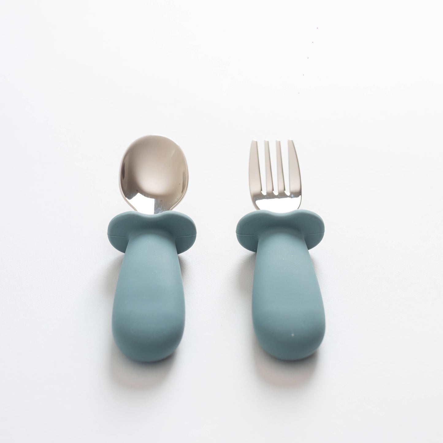 Pale Blue Silicone & Stainless Steel Toddler Cutlery Set