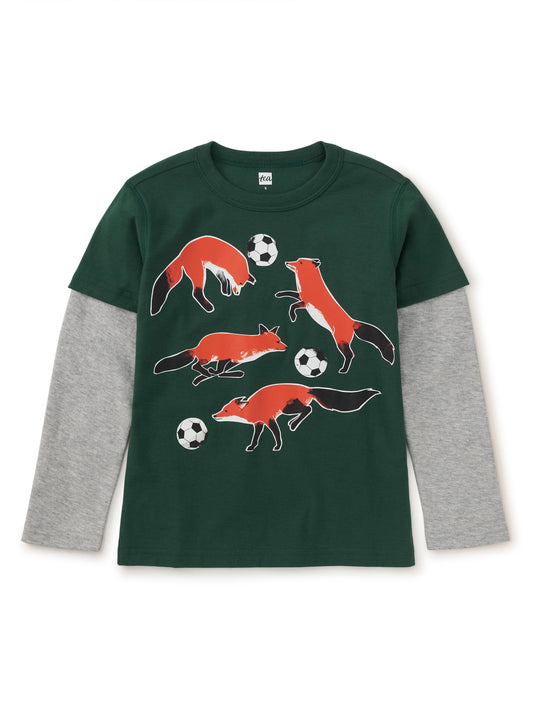 Footie Fox Layered Sleeve Tee