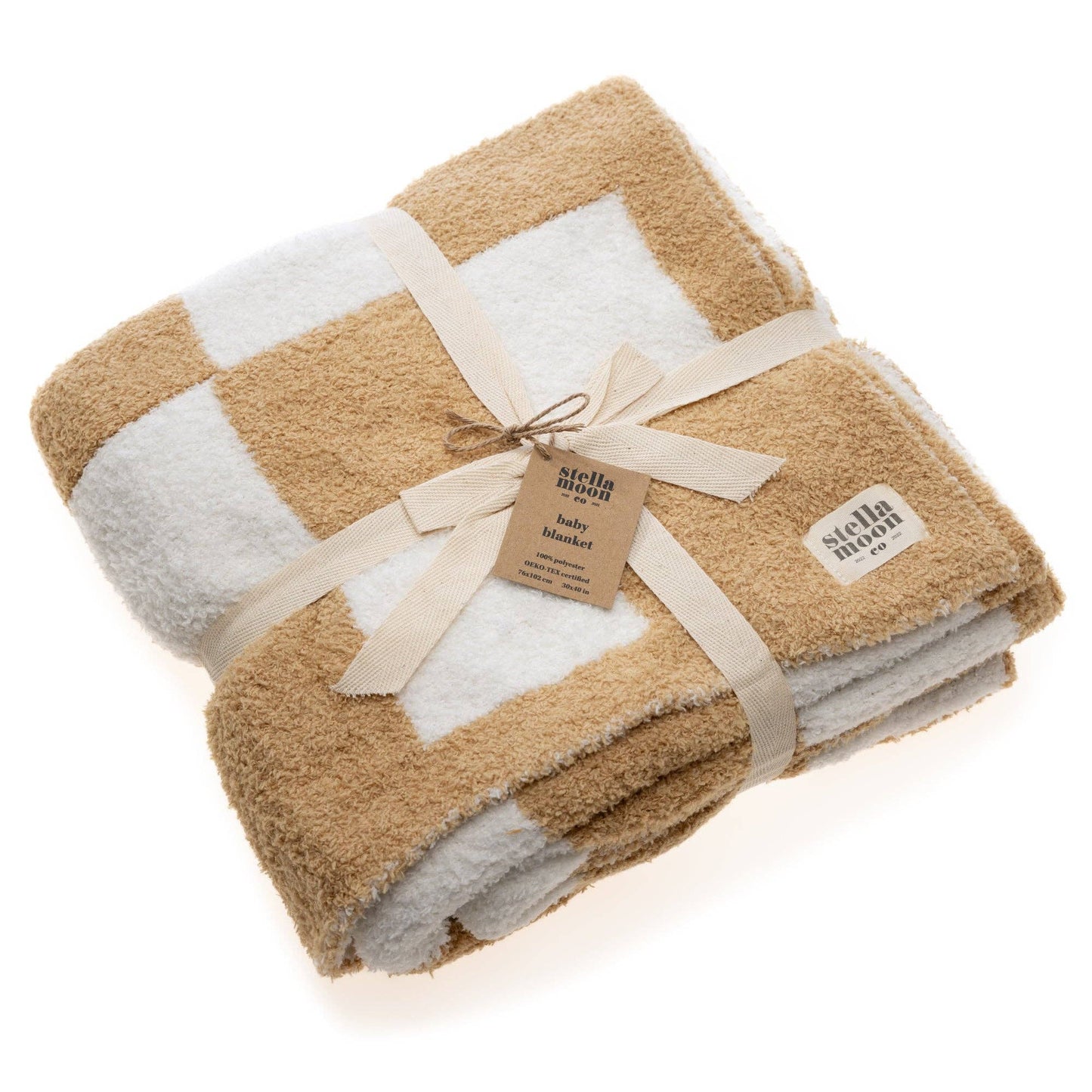 Luxe Checkered Baby Blanket in Sand